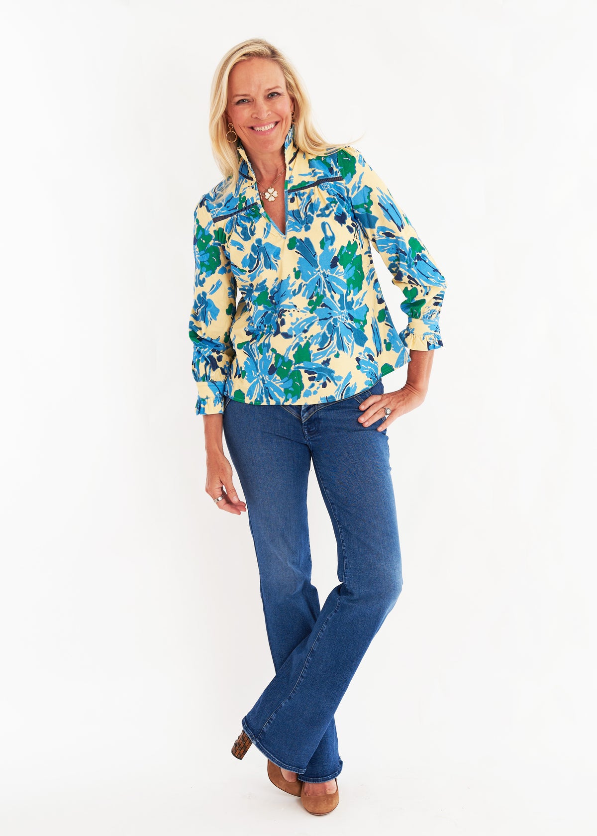 Aspen Blouse - High Tide Blue Steel