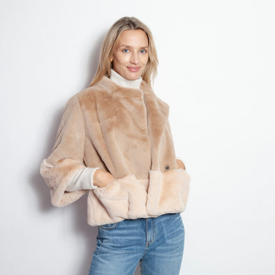 Glamourpuss Faux Swing Jacket - Latte