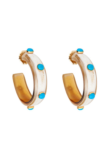 Bounkit Hoop Earrings - Gold/Turqouise