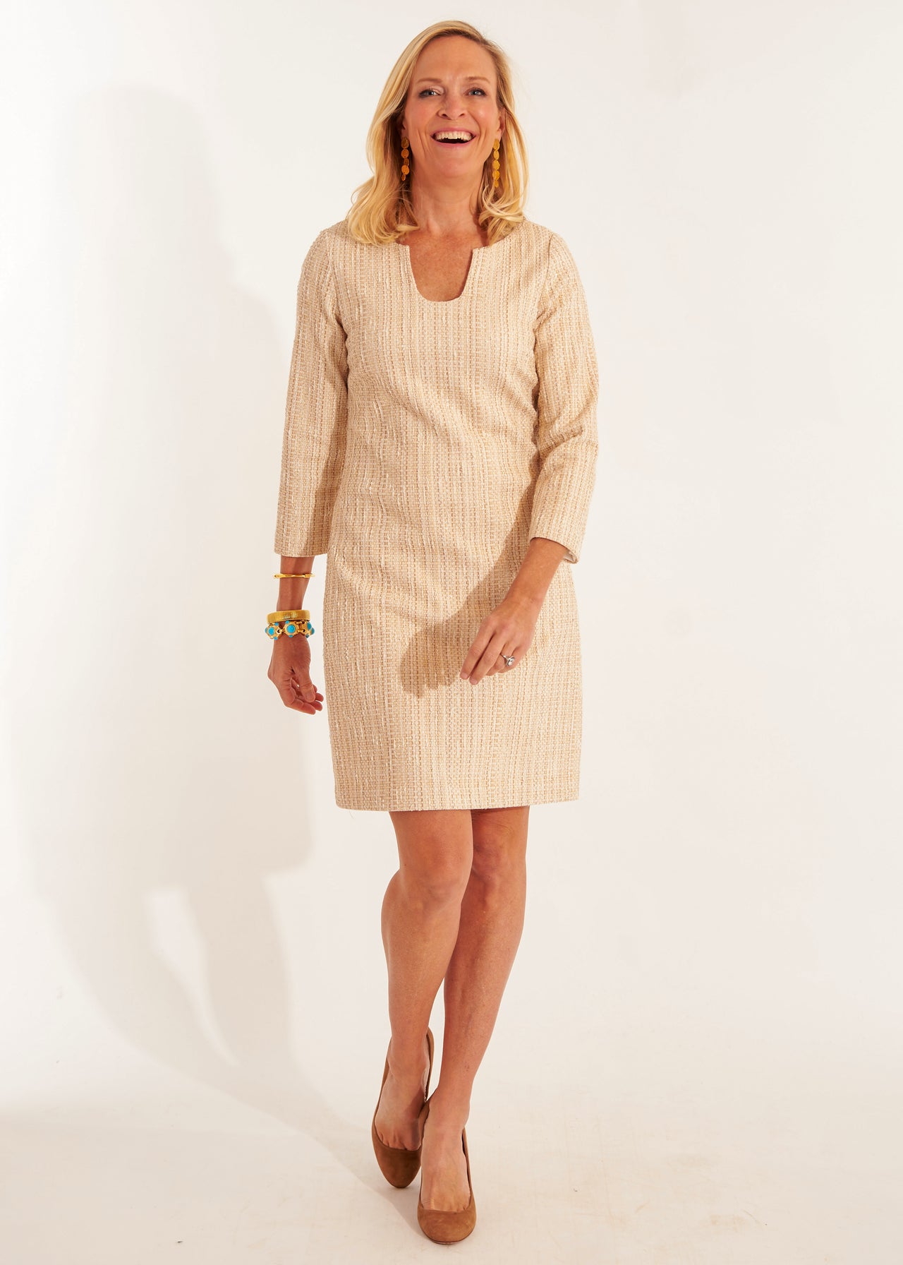 Hazel Dress - Gold Tweed