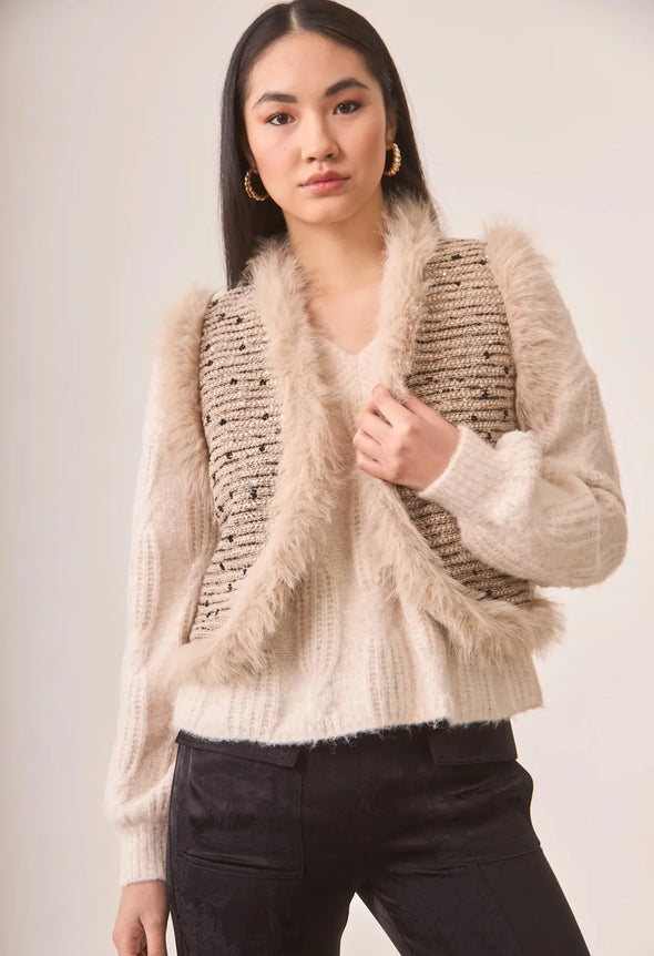 NKN Fantasy Tweed Fur-Lined Vest
