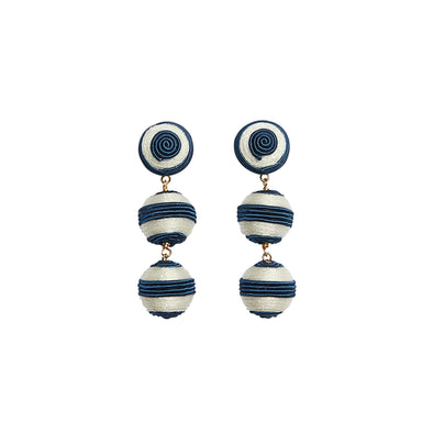 KEP 3 Drop Mini Earring - Navy and White Stripe