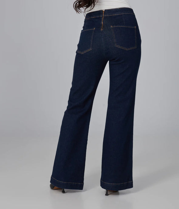 Lola Jeans Stevie High Rise Flare Jeans - Dark Blue