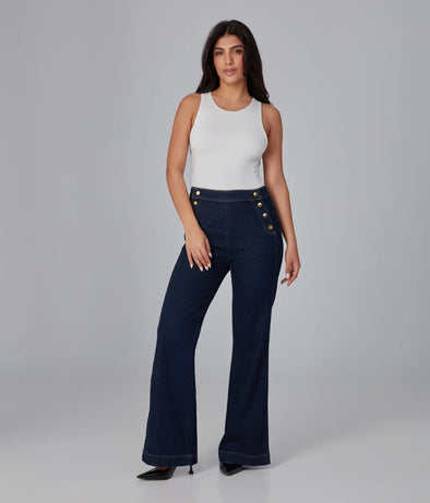 Lola Jeans Stevie High Rise Flare Jeans - Dark Blue