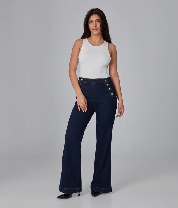Lola Jeans Stevie High Rise Flare Jeans - Dark Blue
