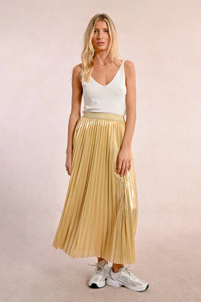 Molly Bracken Metallic Maxi Skirt - Gold