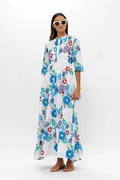 Oliphant Cinched Shirt Maxi Dress - Monet Multi