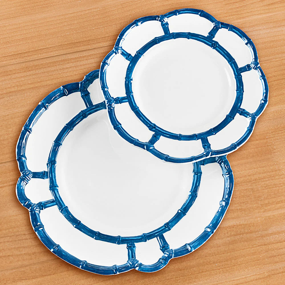 Two's Company Blue Bamboo Salad/Dessert Plate - Set of 4