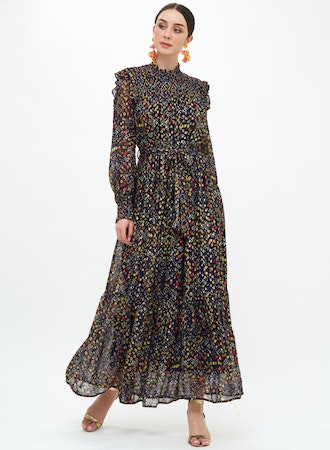 Oliphant Smocked Neck Maxi - Indigo Shibori