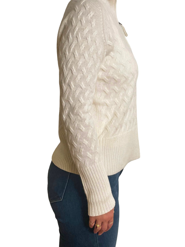 Bergen Braided Cable knit 1/2 Zip - Chalk