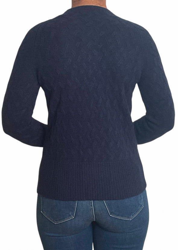 Bergen Braided Cable knit 1/2 Zip - Navy