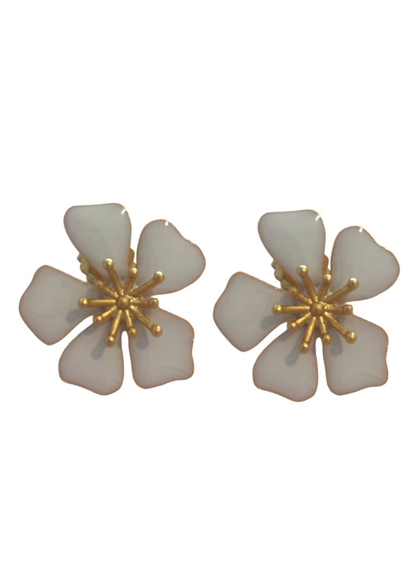 Sara and Flora Aurora Midi Stud Earring - White