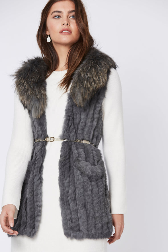 Jayley Fox and Coney Fur Gilet - Grey