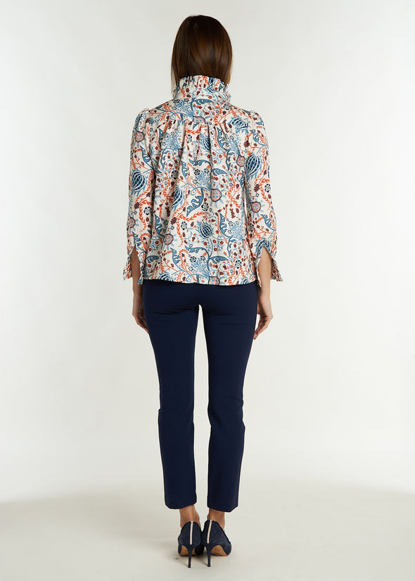 Aspen Blouse - Frolic Cream and Steel