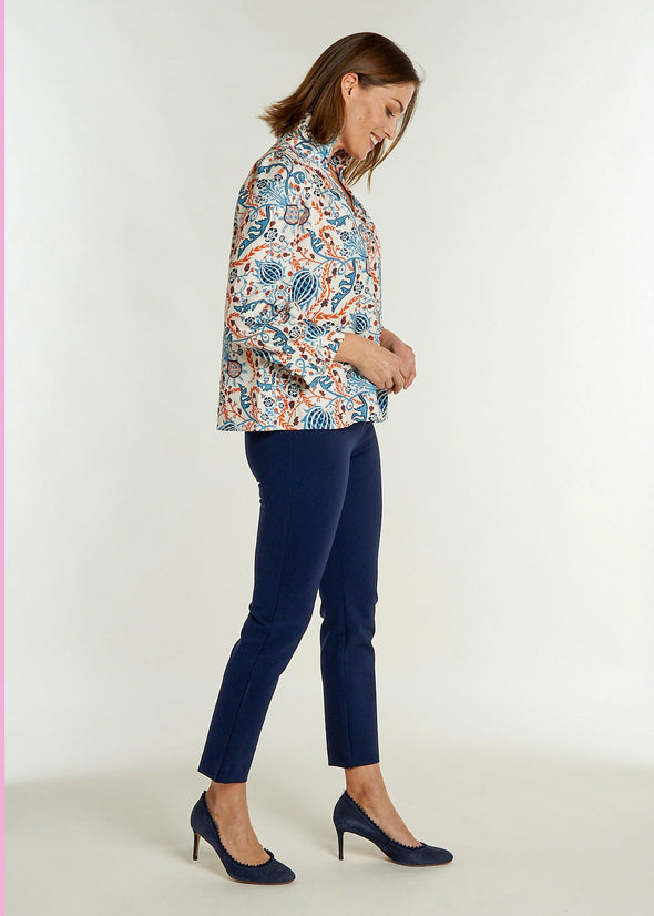 Aspen Blouse - Frolic Cream and Steel