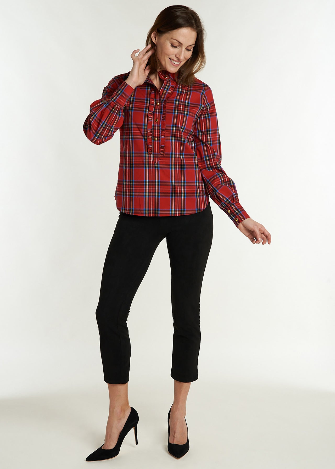 Devon Ruffle Blouse - Royal Stewart