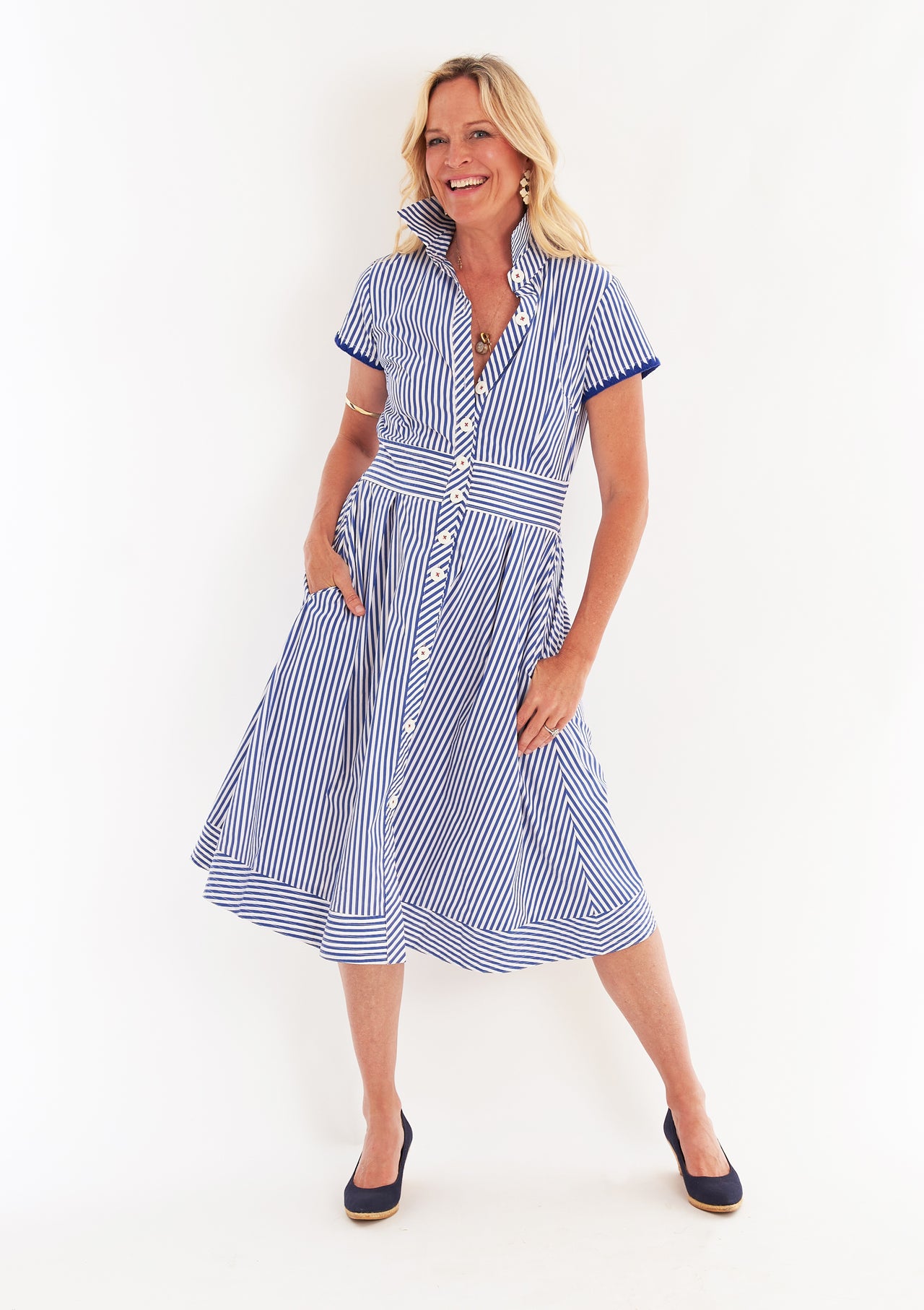 Milan Dress - Navy Stripe