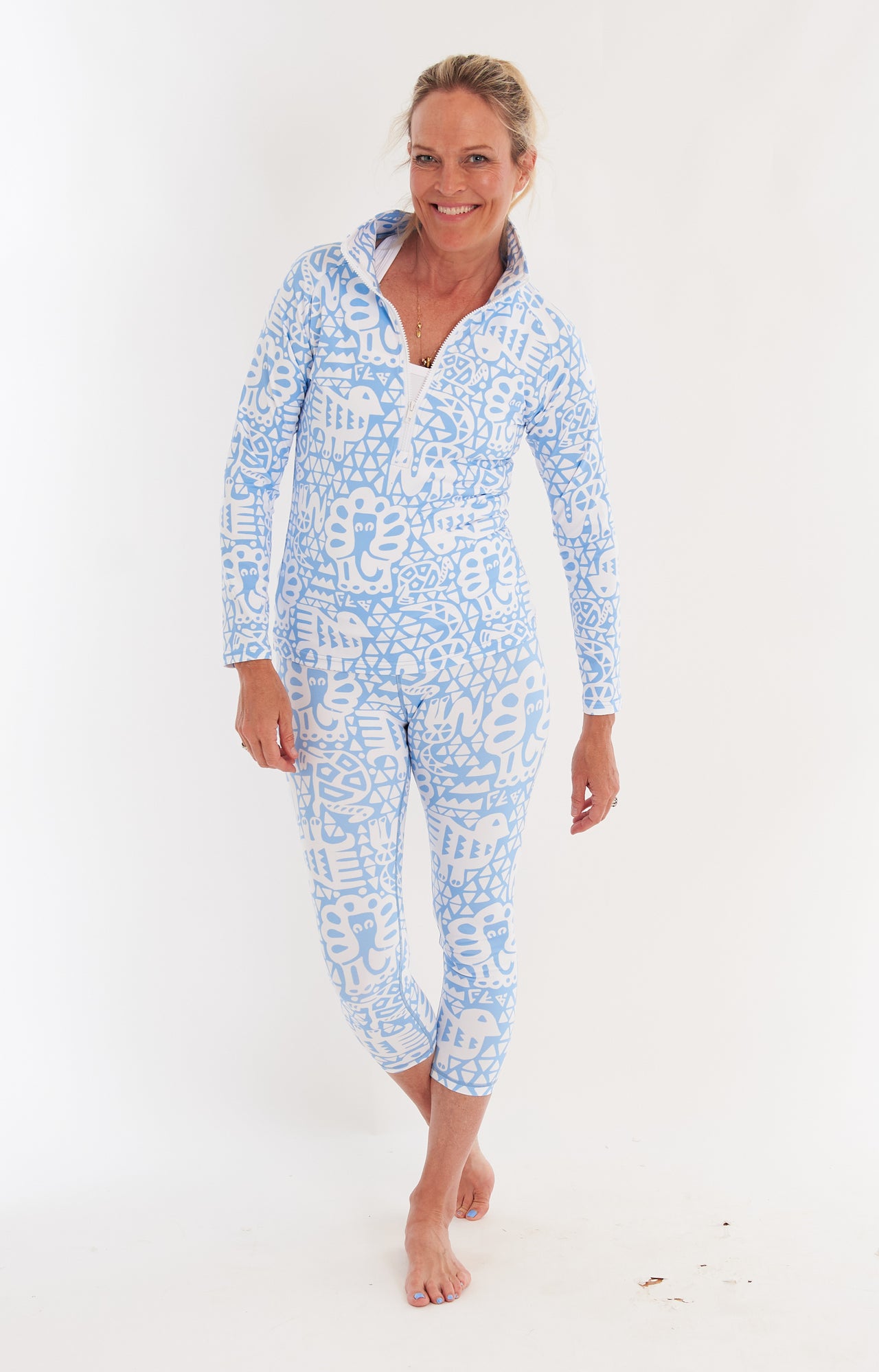 Sutra Half Zip - Menagerie Sky Top