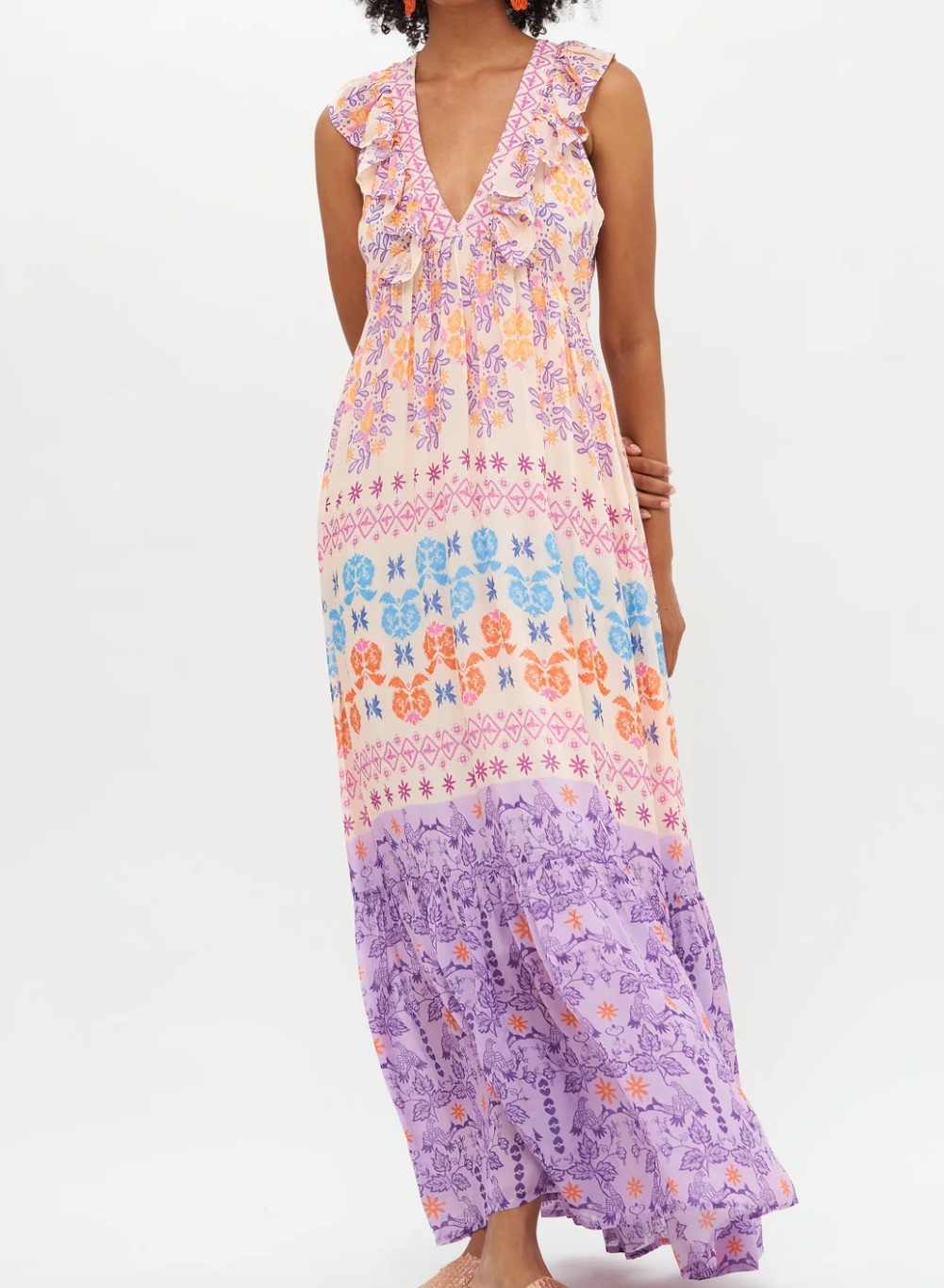 Oliphant Ruffle V-Neck Maxi- Paradiso Lilac Oliphant Ruffle V-Neck Maxi- Paradiso Lilac