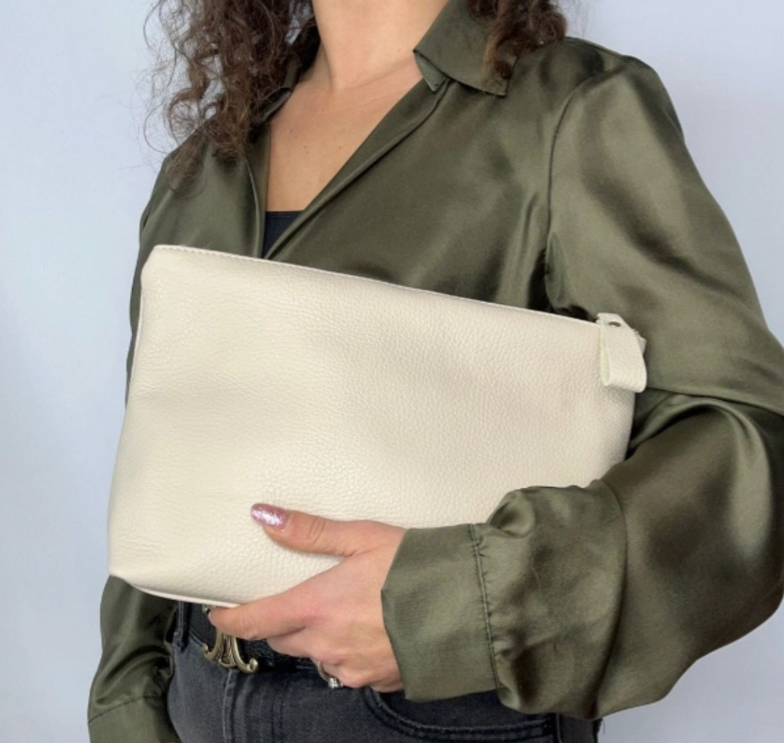 Jijou Capri Pebbled Leather Pouch - Large