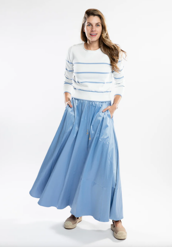 Burgess Serena Long Satin Skirt - Blueberry