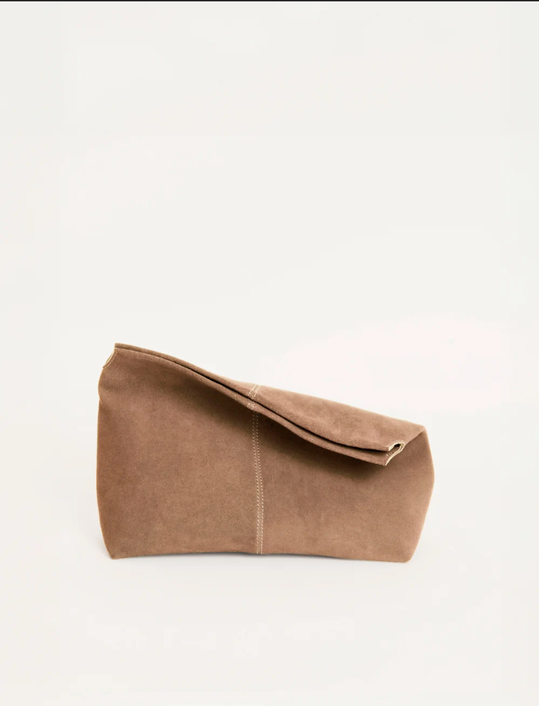 Maradji Angele Suede Foldover Clutch - Taupe