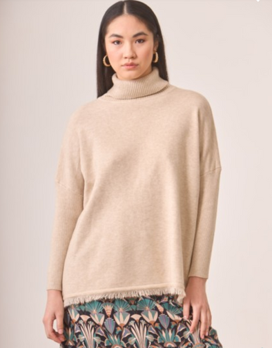 NUD Ivory Fringe Tutleneck