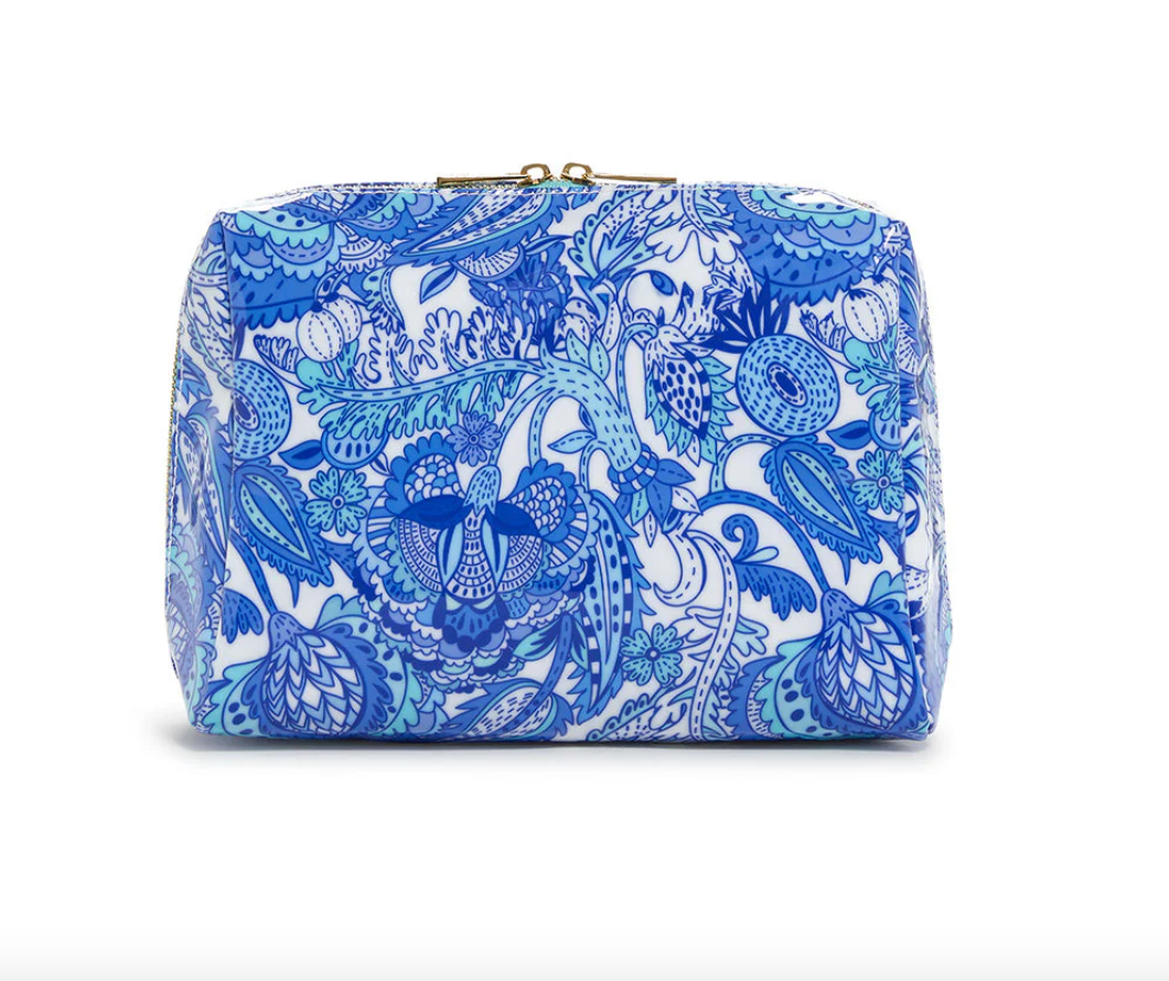TRVL LUXE GLOSS DOUBLE ZIP LG - BLUE PAISLEY