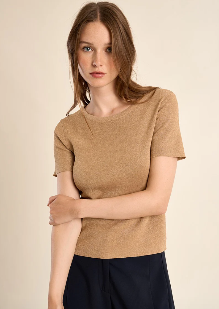 Molly Bracken Golden Beige Knit Tee