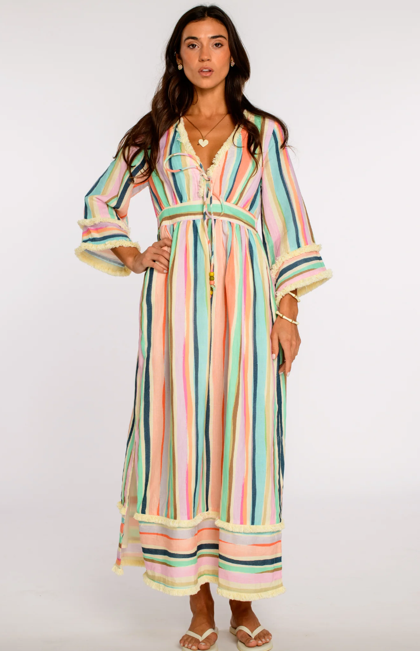 Elizabeth James Astrid Caftan in Sherbet Stripe