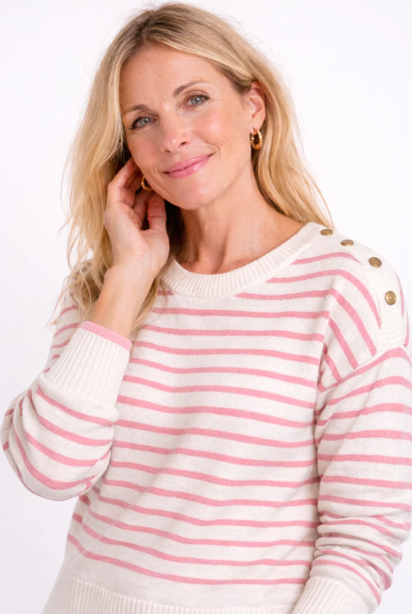 Burgess Abigail Sweater - White and Petal
