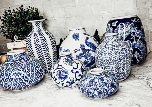 Two's Company Blue and White Vase