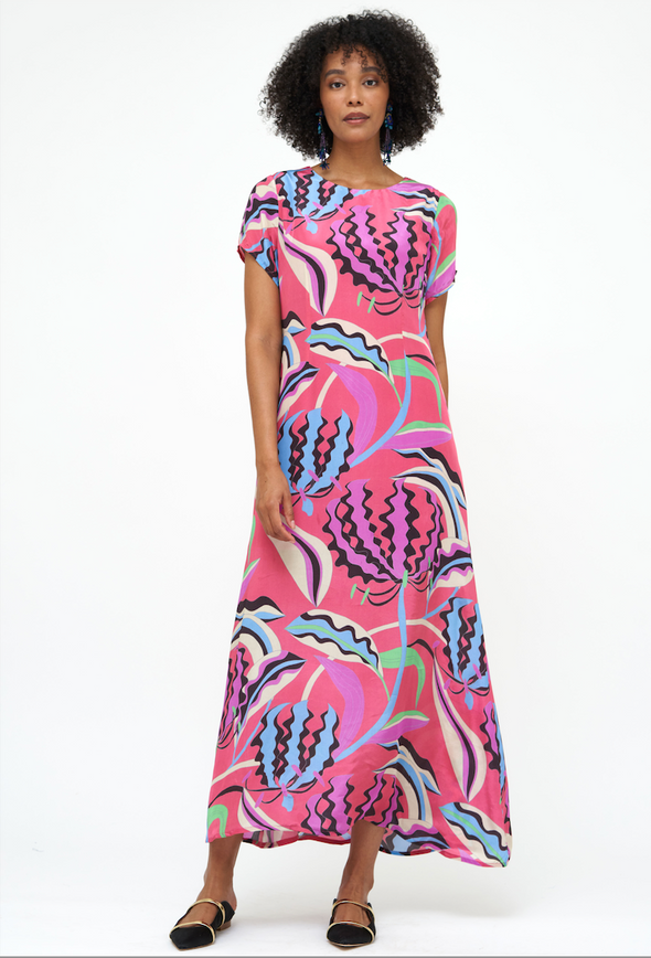 Oliphant Shift maxi Dress - Rhubarb Fergana
