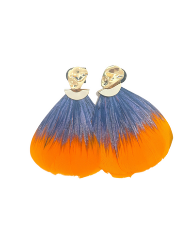 Frederika Padula Feather Earring - Orange / Blue