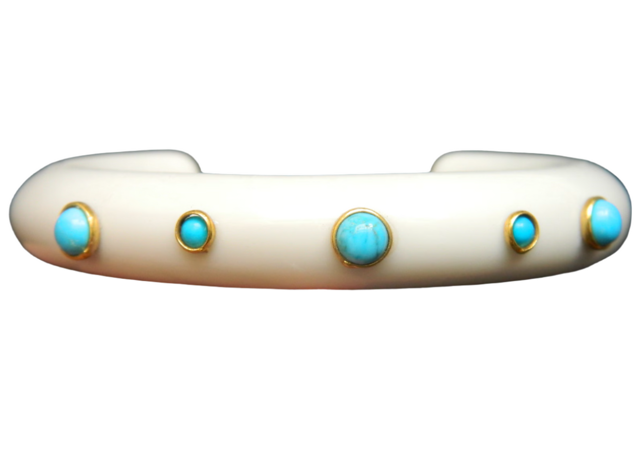 Bangle Bracelet - White w/ Turquoise