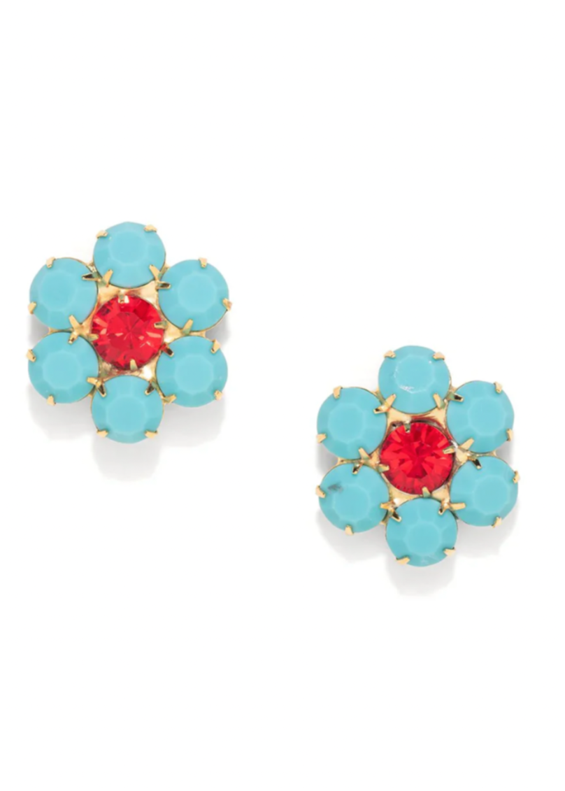 Pink Reef Floral Gem Studs - Turquoise