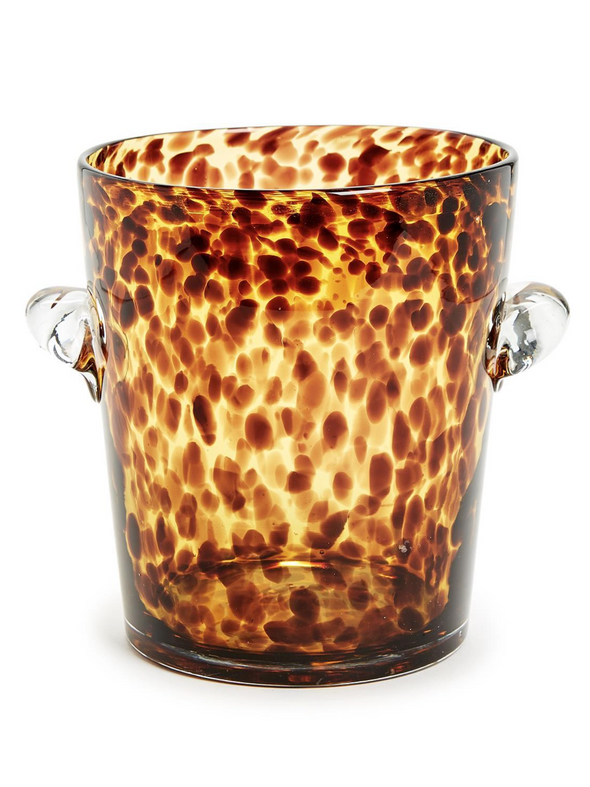 Two's Company Tortoise Print Ice Bucket - Glass