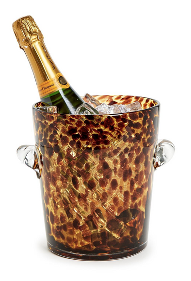 Two's Company Tortoise Print Ice Bucket - Glass