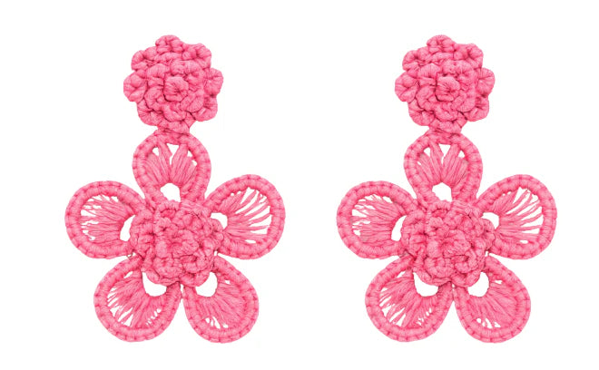 Victoria Dunn Large Periwinkle Earrings - Hot Pink