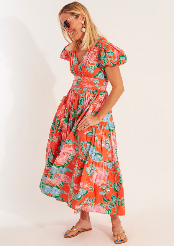 Heather Dress - Cordelia Coral Multi