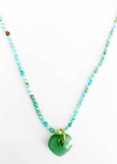 HEART Necklace - Turquoise & Aventurine