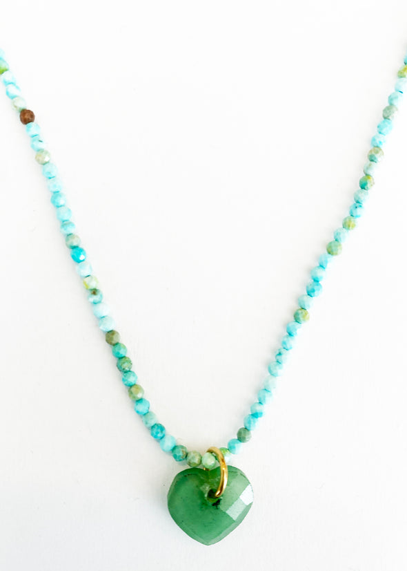 HEART Necklace - Turquoise & Aventurine