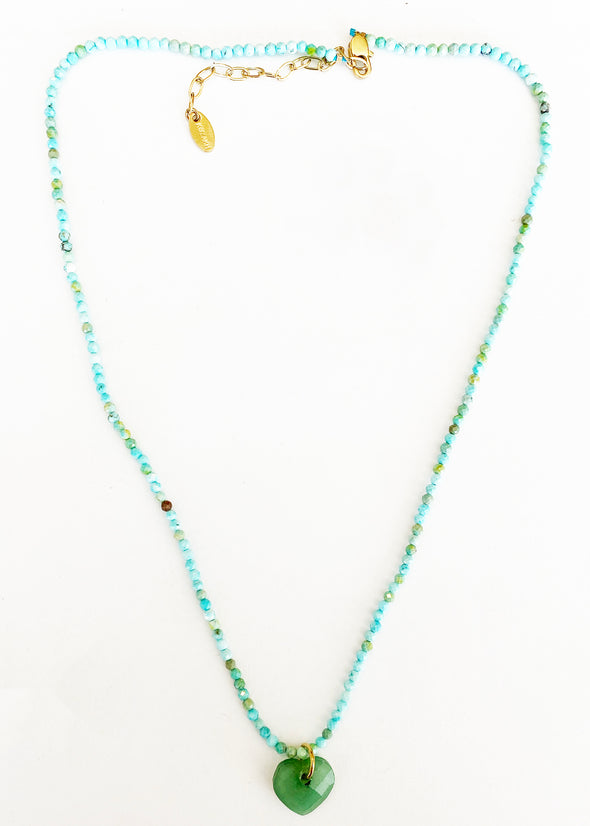 HEART Necklace - Turquoise & Aventurine