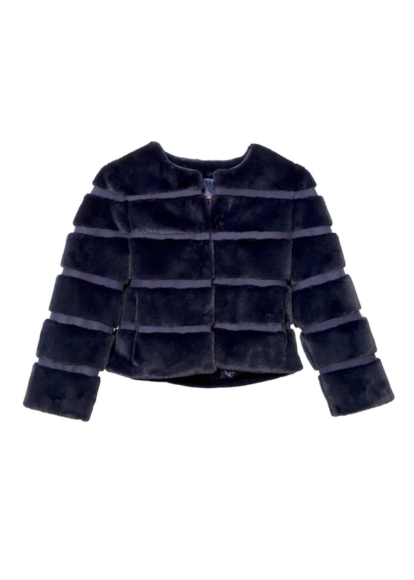 Glamourpuss Faux Mink Jacket - Navy