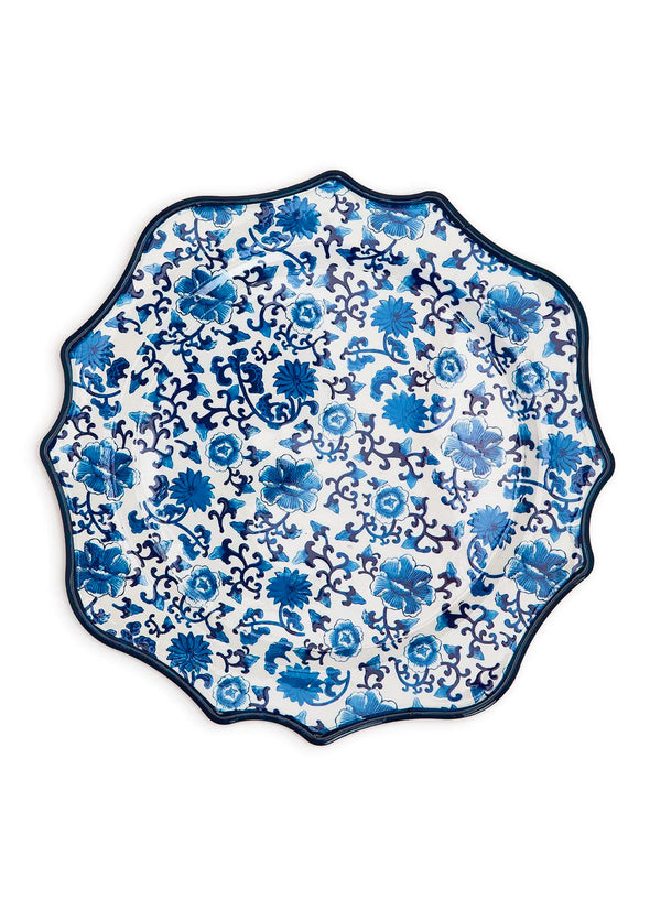 Two's Company Chinoiserie Blue Floral Chargers - Set of 4