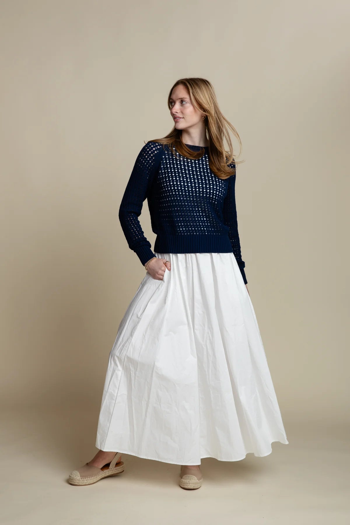 Burgess Ingrid Open Weave Sweater - Navy