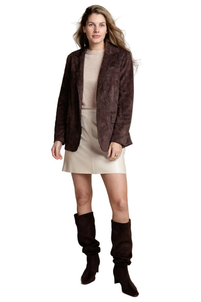 Burgess Margot Suede Blazer - Chocolate