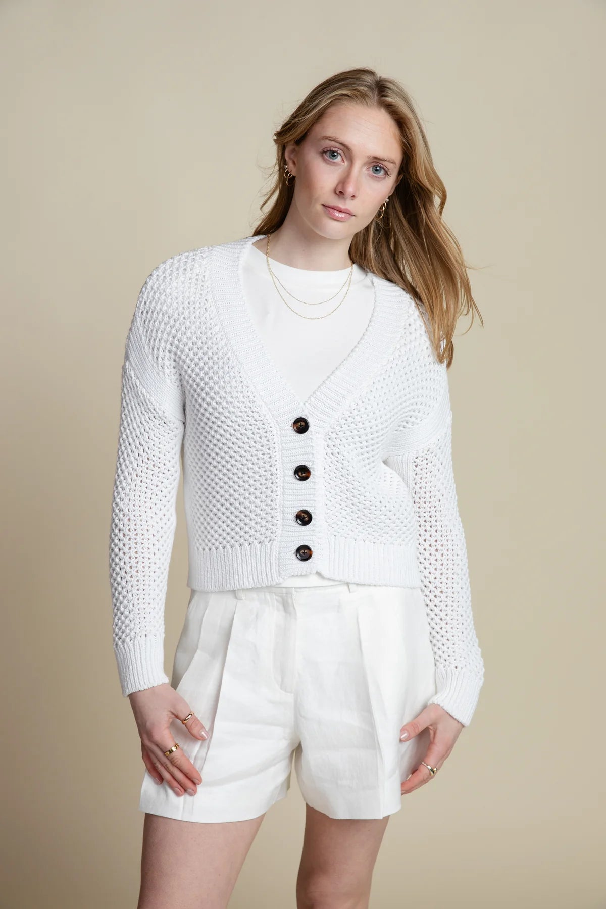 Burgess Betty Cardigan - White