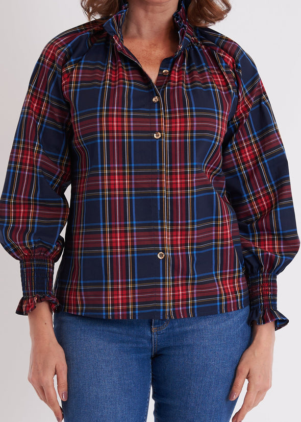 Frau Blouse - Navy Plaid