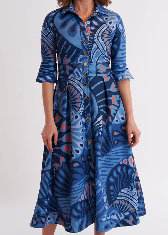 Monaco Dress - Paddle Ocean Fog